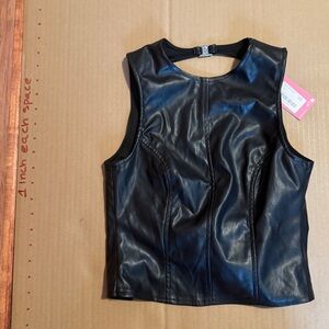 Edikted Black Faux Leather Tank Top